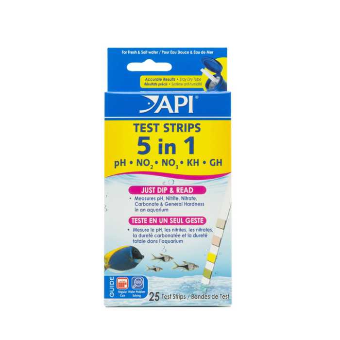 API 5-in-1 Aquarium Test Strips For Freshwater and Saltwater